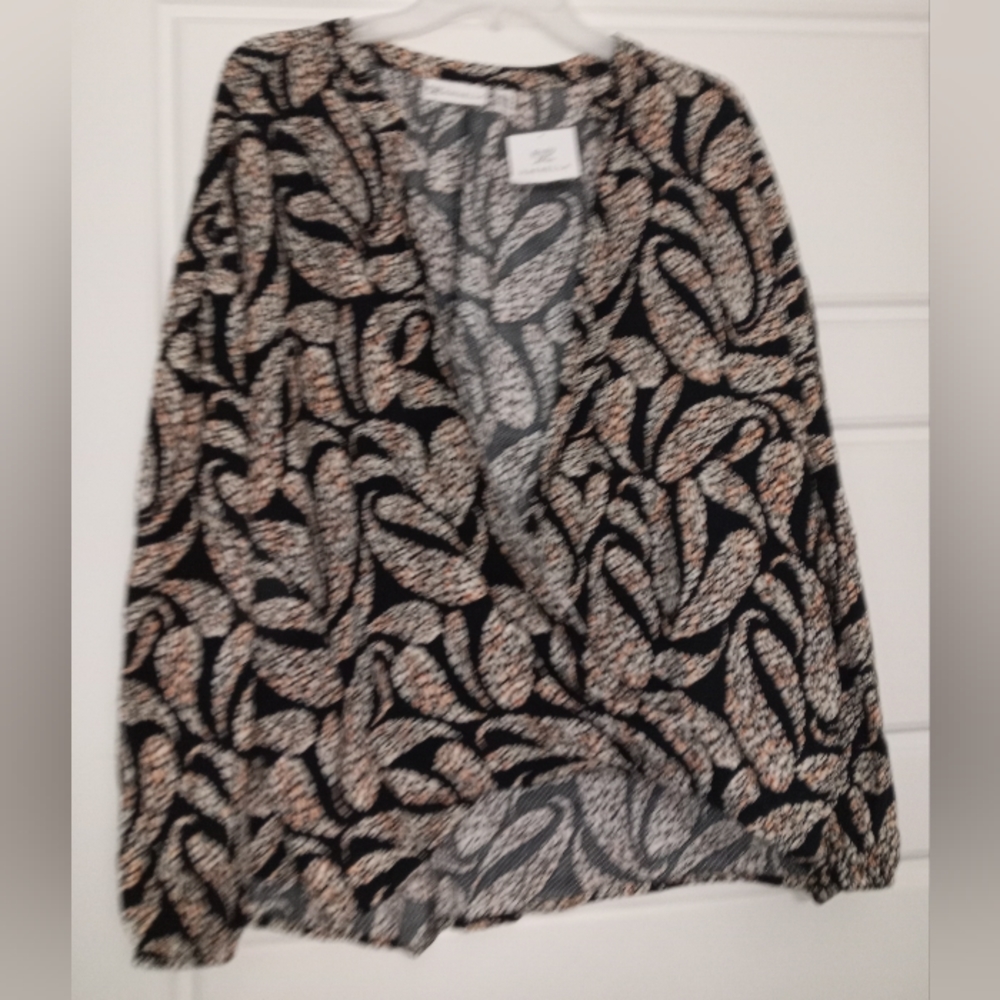Rafaella long sleeve paisley print blouse size extra large new with tags